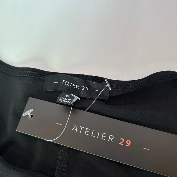 Atelier 29 Black Tie Front Blouse with Sheer Sleeves NWOT - Picture 3 of 6